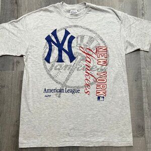 VTG New York Yankees 1991 Grey MLB Big Nyc USA Baseball T shirt retro
